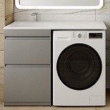 Style Line Тумба с раковиной под стиральную машину Даллас 115 L Люкс Plus серая